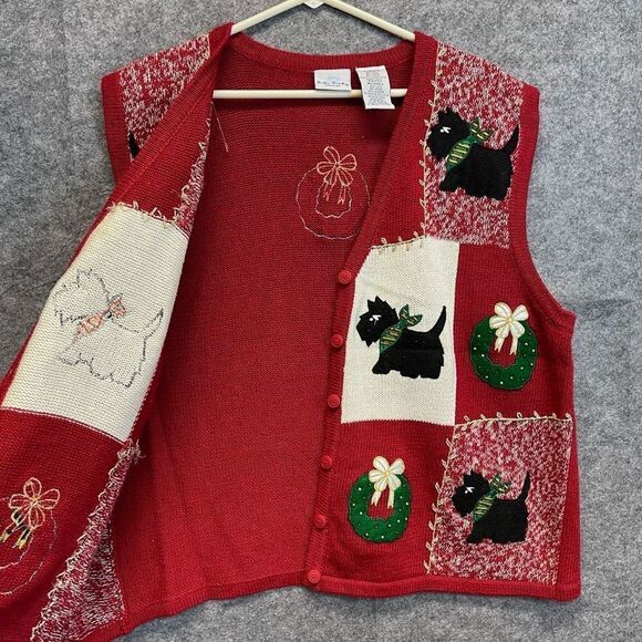 BOBBIE BROOKS Women’s 18W/20W Red Vest Scottie Dog Ugly Christmas Sweater - Picture 13 of 16
